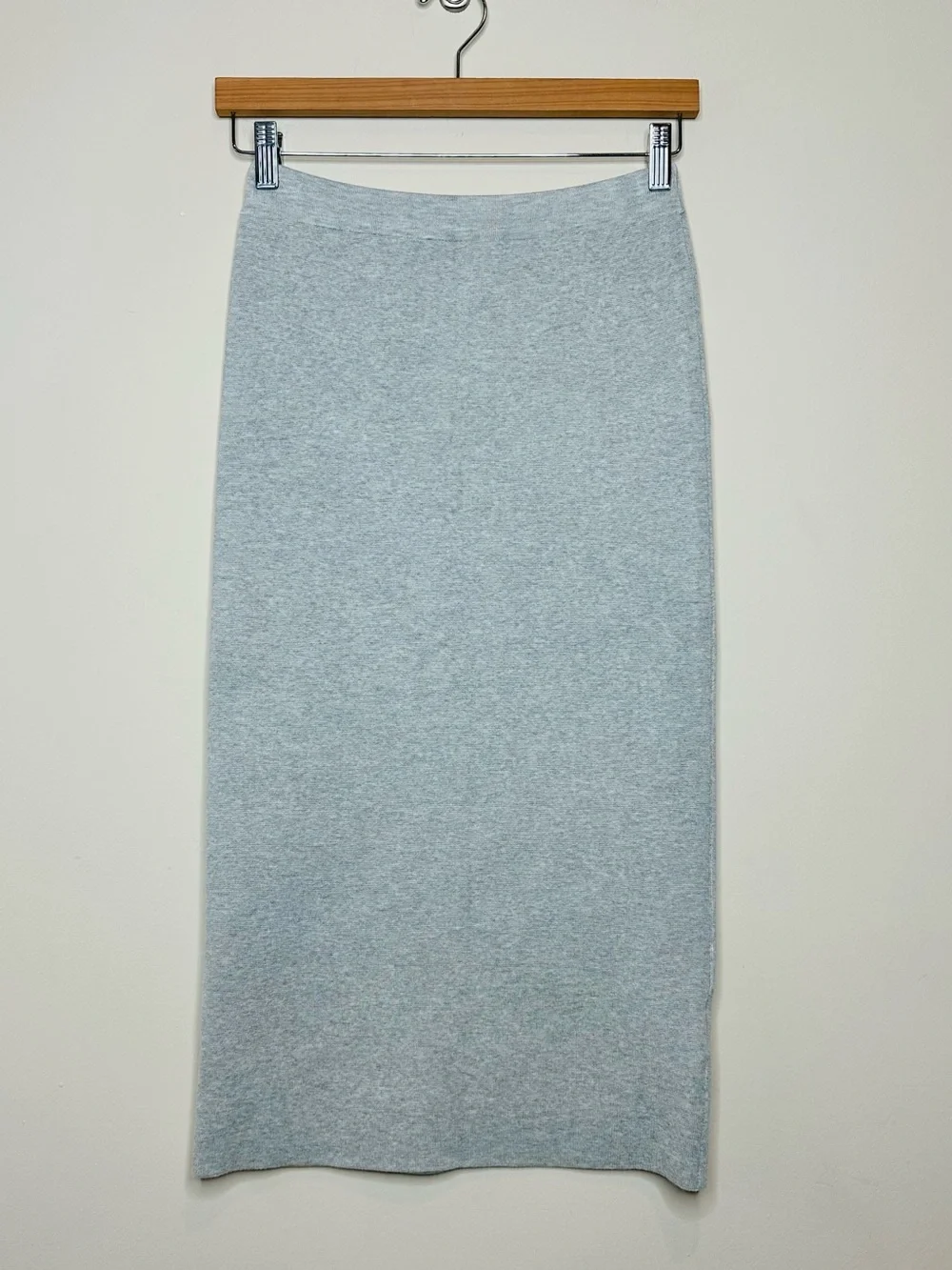 J. Crew Sweater Knit Midi Tube Skirt Size XS Pencil Heather Dusk Gray Stretch